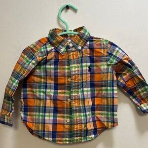 RALPH LAUREN-SIZE 6MONTHS MULTI COLOR CHECK BUTTON DOWN SHIRT FOR BABY BOY